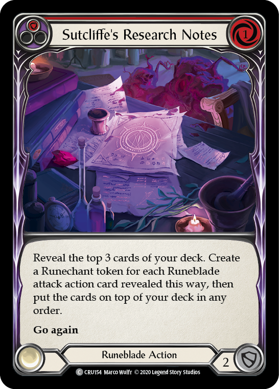 Sutcliffe's Research Notes (Red) [CRU154] 1st Edition Rainbow Foil | Good Games North