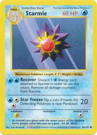 Starmie (64/102) [Base Set Shadowless Unlimited] | Good Games North