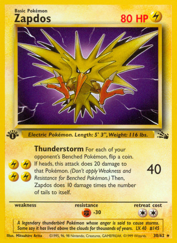 Zapdos (30/62) [Fossil 1st Edition] | Good Games North