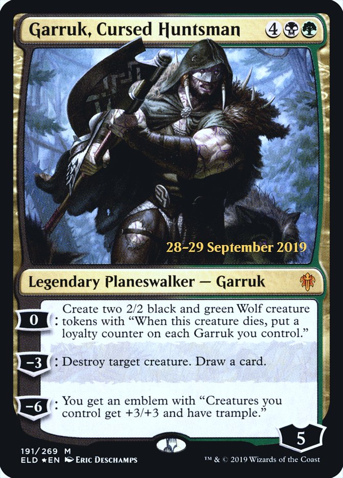 Garruk, Cursed Huntsman  [Throne of Eldraine Prerelease Promos] | Good Games North