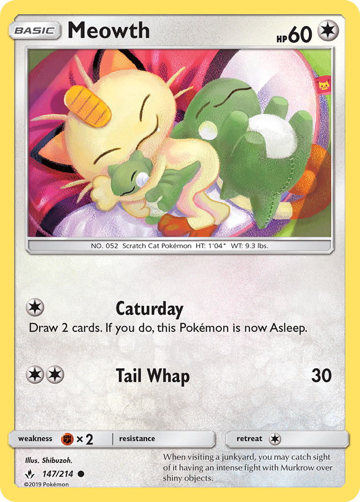 Meowth (147/214) [Sun & Moon: Unbroken Bonds] | Good Games North