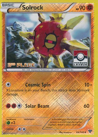 Solrock (64/146) (3rd Place League Challenge Promo) [XY: Base Set] | Good Games North