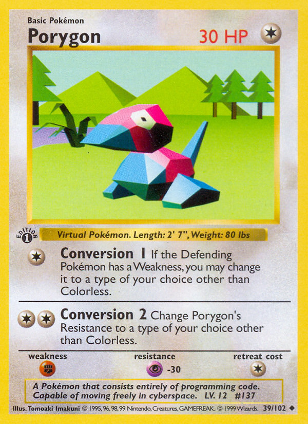 Porygon (39/102) (Shadowless) [Base Set 1st Edition] | Good Games North