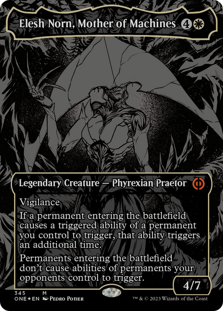 Elesh Norn, Mother of Machines (Oil Slick Raised Foil) [Phyrexia: All Will Be One] | Good Games North