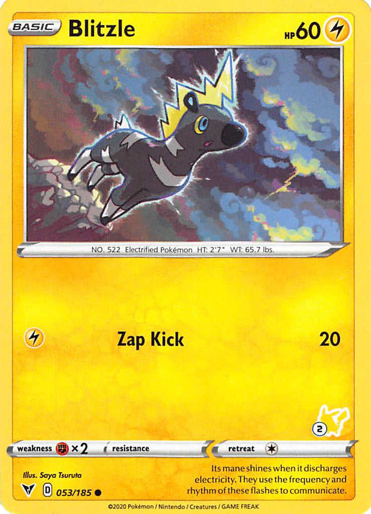 Blitzle (053/185) (Pikachu Stamp #2) [Battle Academy 2022] | Good Games North