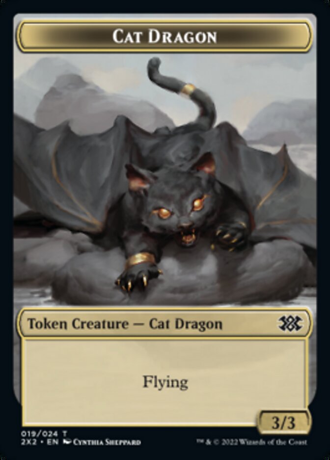 Cat Dragon // Knight Double-sided Token [Double Masters 2022 Tokens] | Good Games North