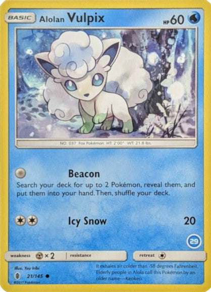 Alolan Vulpix (21/145) (Deck Exclusive #29) [Sun & Moon: Trainer Kit - Alolan Ninetales] | Good Games North