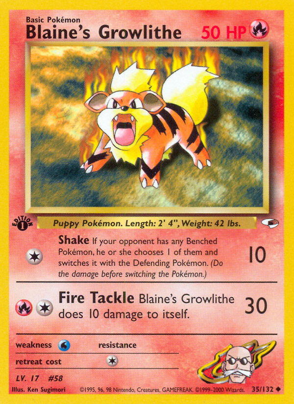 Blaine's Growlithe (35/132) [Gym Heroes 1st Edition] | Good Games North