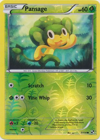 Pansage (7/114) (Energy Holo) [Black & White: Base Set] | Good Games North