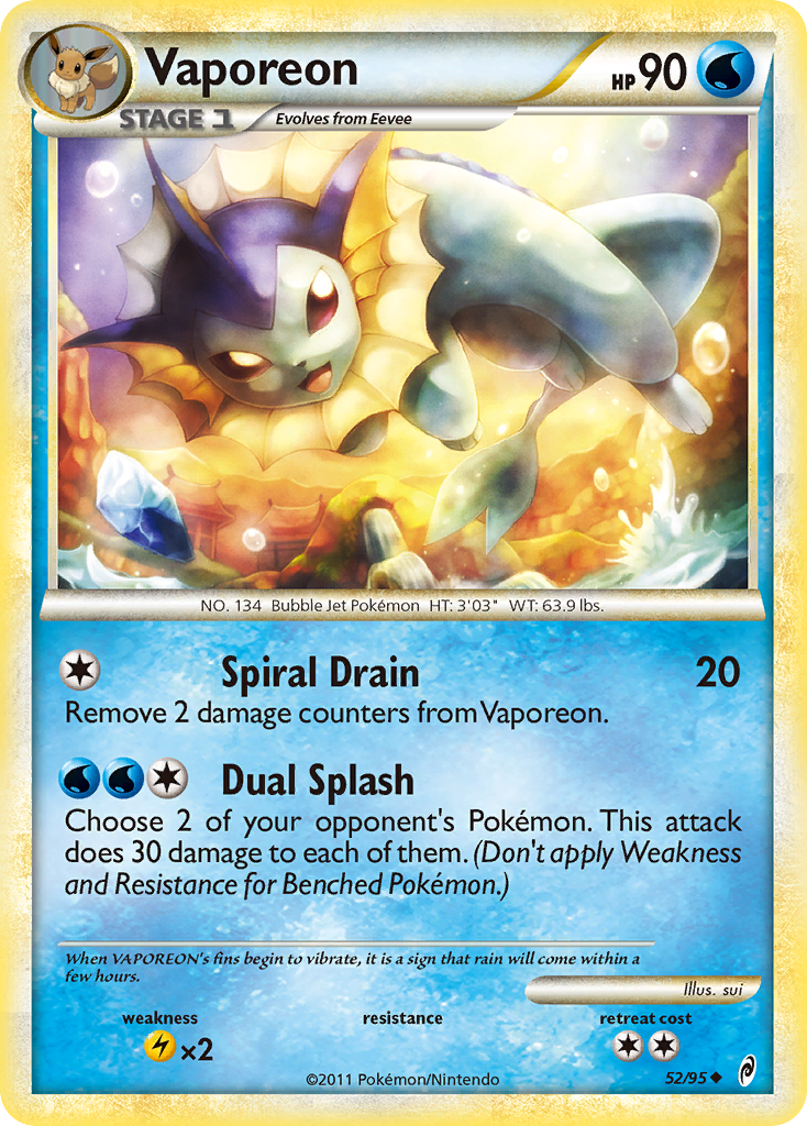 Vaporeon (52/95) [HeartGold & SoulSilver: Call of Legends] | Good Games North