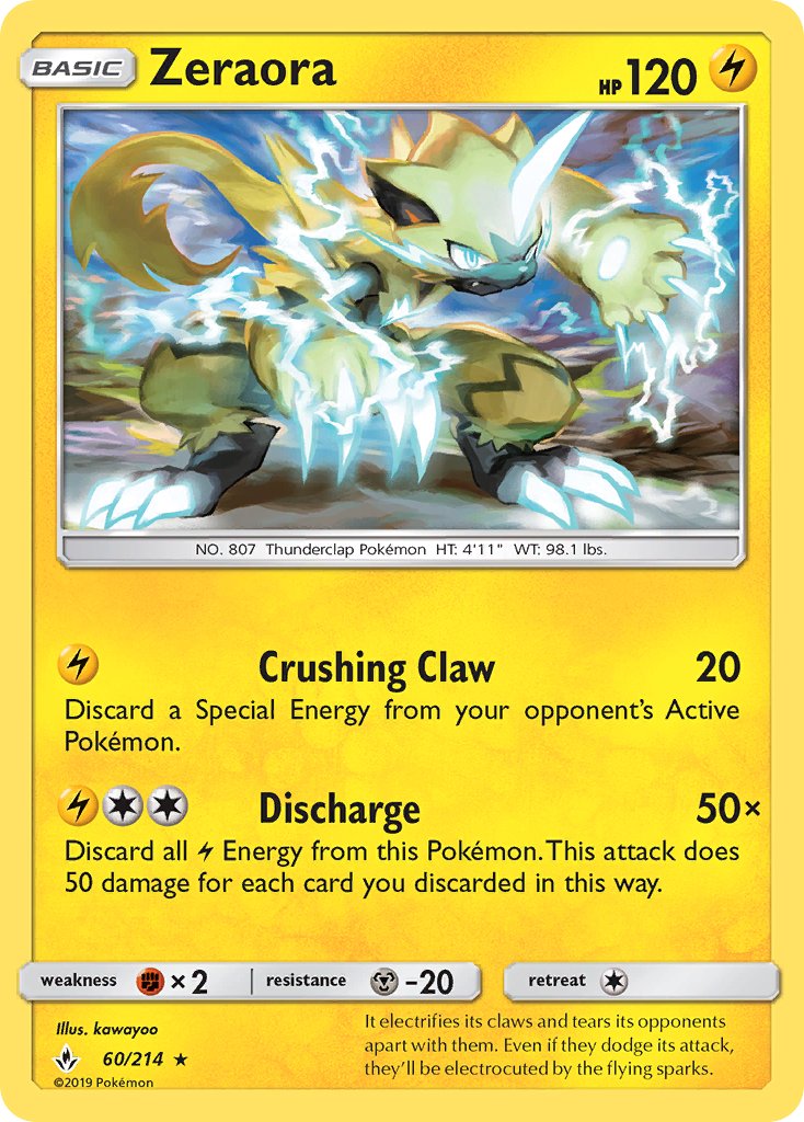 Zeraora (60/214) (Cracked Ice Holo) (Theme Deck Exclusive) [Sun & Moon: Unbroken Bonds] | Good Games North