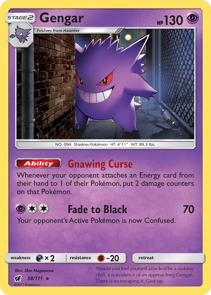 Gengar (38/111) (Prerelease Kit Exclusive) (Theme Deck Exclusive) [Sun & Moon: Crimson Invasion] | Good Games North