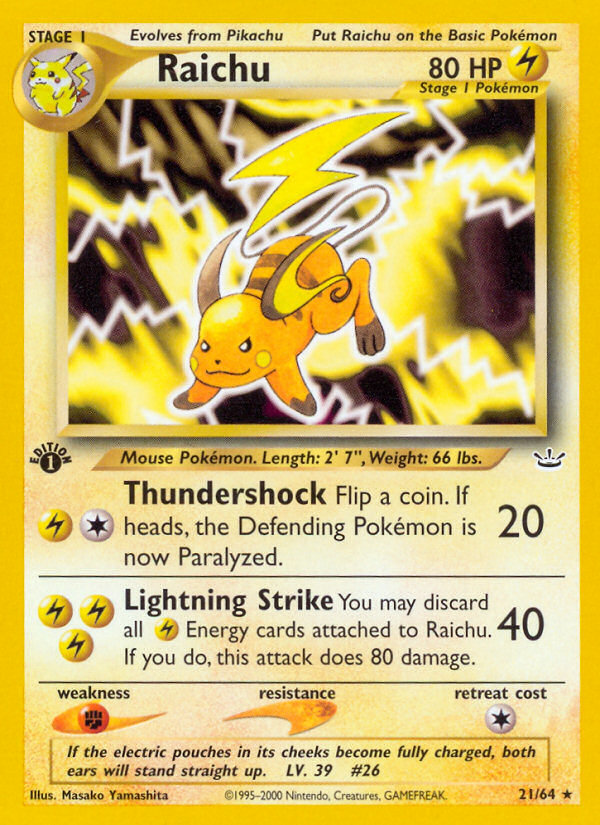 Raichu (21/64) [Neo Revelation 1st Edition] | Good Games North
