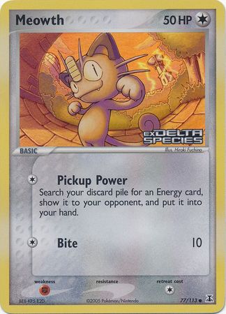 Meowth (77/113) (Stamped) [EX: Delta Species] | Good Games North