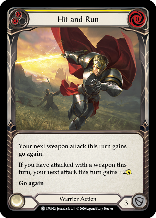Hit and Run (Yellow) [CRU092] 1st Edition Rainbow Foil | Good Games North