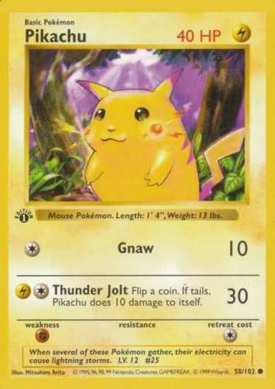 Pikachu (58/102) (Red Cheeks Misprint) [Base Set 1st Edition] | Good Games North