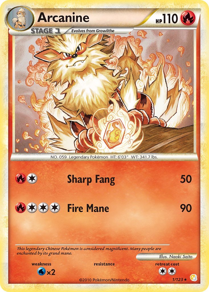 Arcanine (1/123) (Theme Deck Exclusive) [HeartGold & SoulSilver: Base Set] | Good Games North