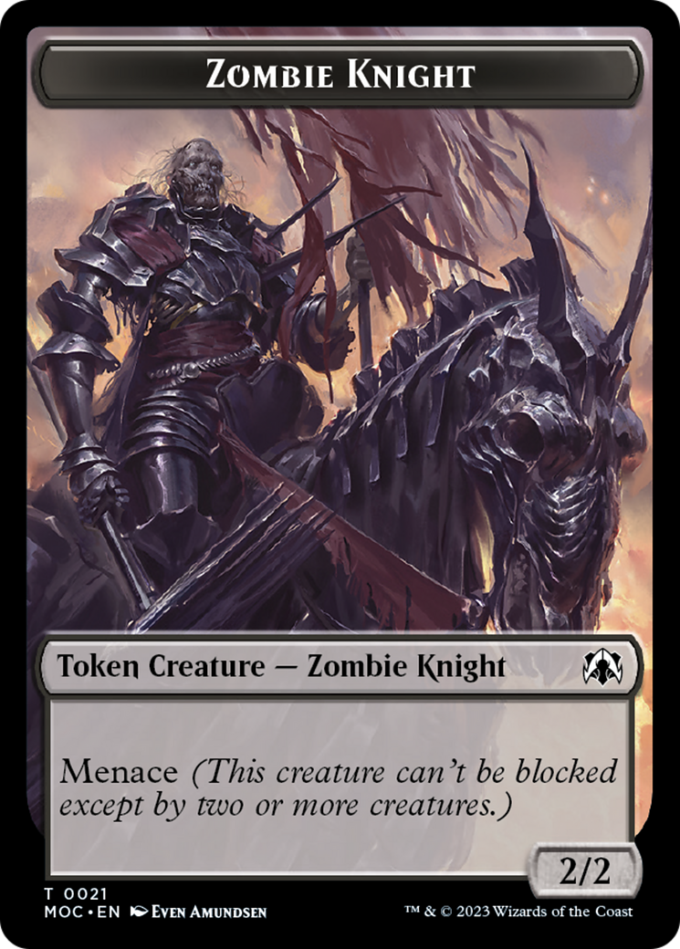 Zombie Knight // Human (6) Double-Sided Token [March of the Machine Commander Tokens] | Good Games North