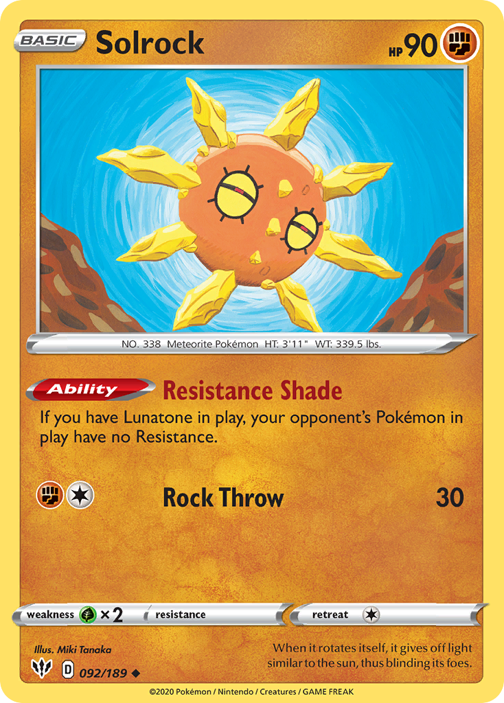 Solrock (092/189) [Sword & Shield: Darkness Ablaze] | Good Games North