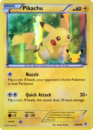 Pikachu (26/83) (20th Anniversary) [XY: Generations] | Good Games North