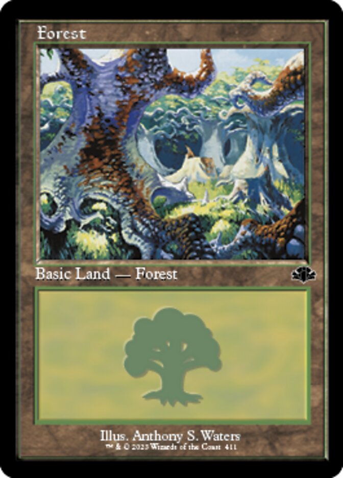 Forest (411) (Retro) [Dominaria Remastered] | Good Games North