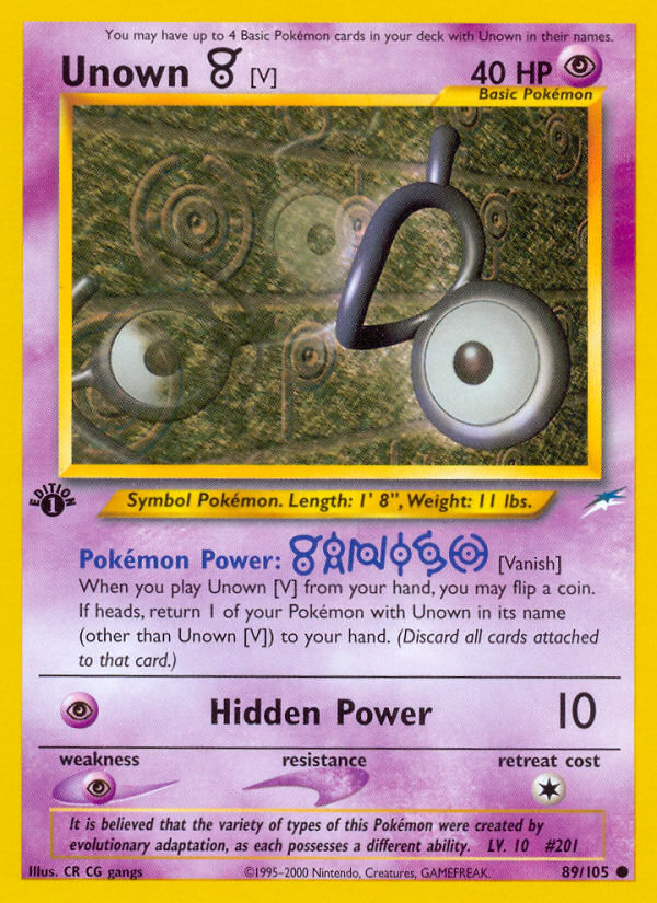 Unown [V] (89/105) [Neo Destiny 1st Edition] | Good Games North