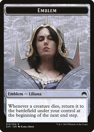 Emblem - Liliana, Defiant Necromancer [Magic Origins Tokens] | Good Games North