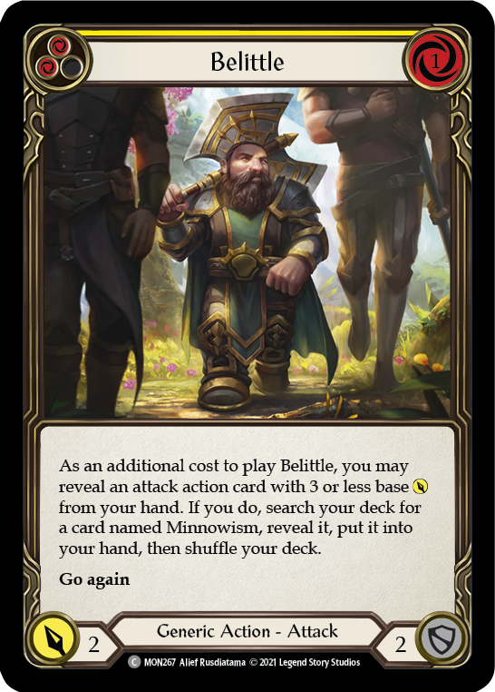 Belittle (Yellow) [MON267-RF] 1st Edition Rainbow Foil | Good Games North