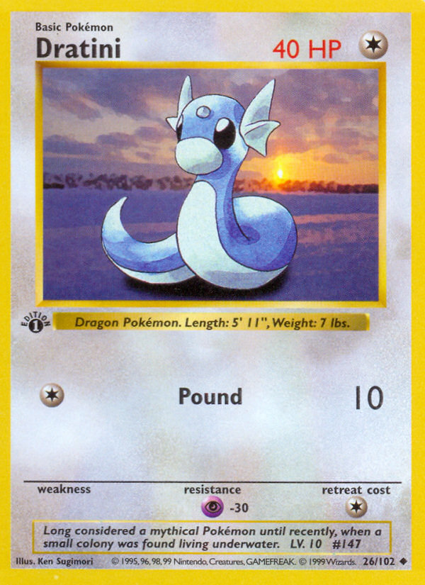 Dratini (26/102) (Shadowless) [Base Set 1st Edition] | Good Games North