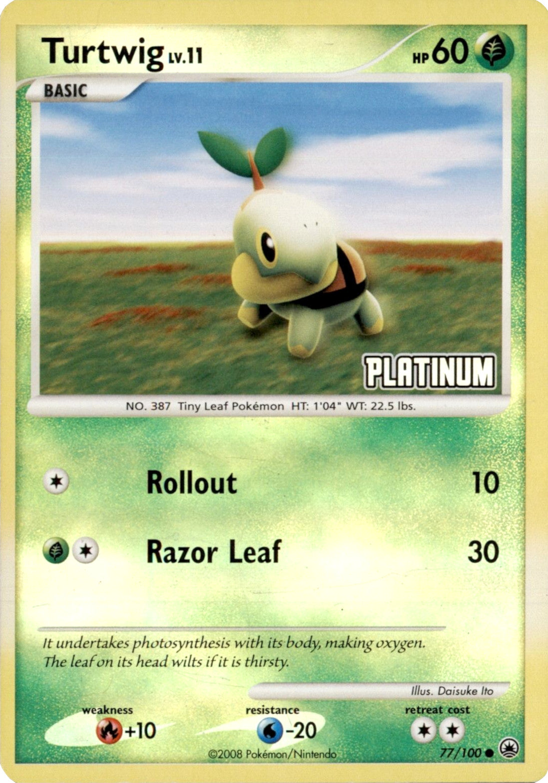 Turtwig LV.11 (77/100) (Platinum) [Burger King Promos: 2008 Collection] | Good Games North