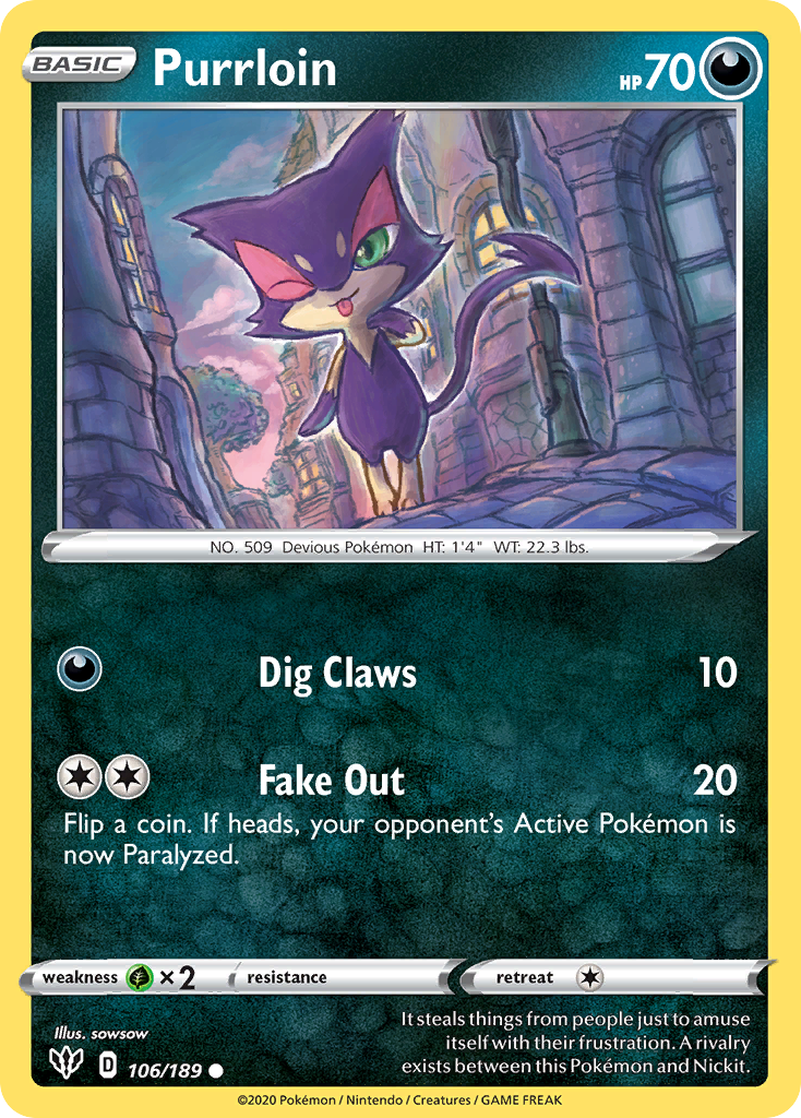 Purrloin (106/189) [Sword & Shield: Darkness Ablaze] | Good Games North
