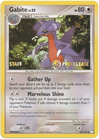 Gabite (48/123) (Staff Prerelease Promo) [Diamond & Pearl: Black Star Promos] | Good Games North