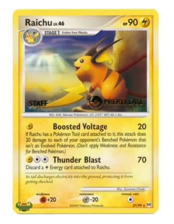 Raichu (27/99) (Staff Prerelease Promo) [Nintendo: Black Star Promos] | Good Games North