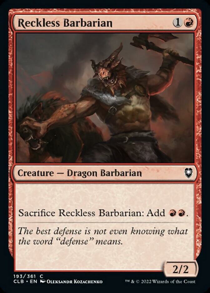 Reckless Barbarian [Commander Legends: Battle for Baldur's Gate] | Good Games North