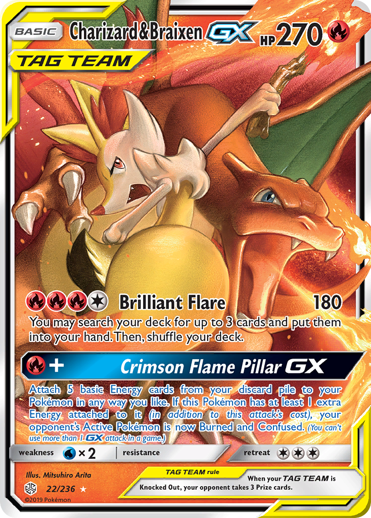 Charizard & Braixen GX (22/236) [Sun & Moon: Cosmic Eclipse] | Good Games North