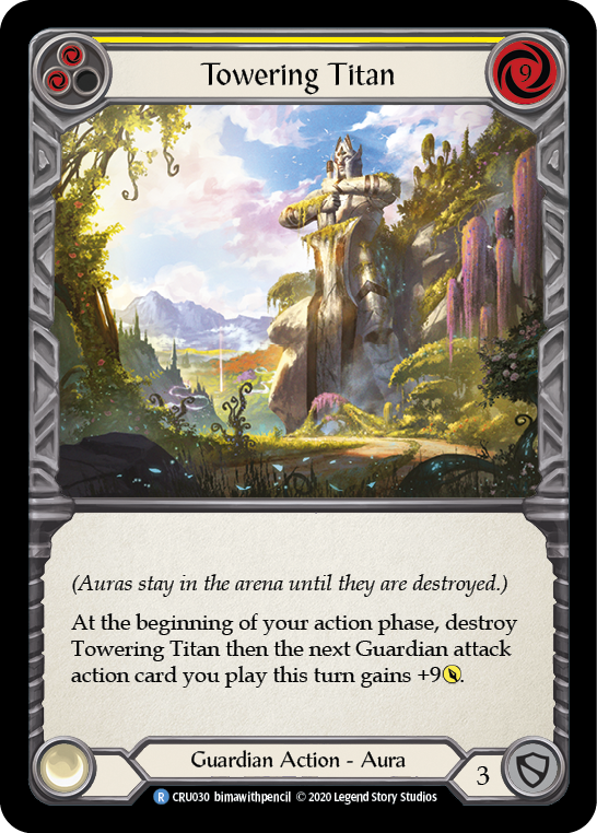 Towering Titan (Yellow) [CRU030] 1st Edition Rainbow Foil | Good Games North