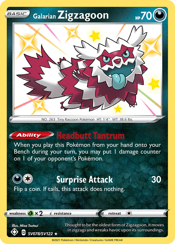 Galarian Zigzagoon (SV078/SV122) [Sword & Shield: Shining Fates] | Good Games North