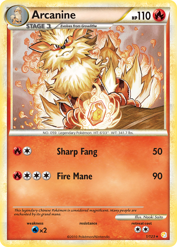 Arcanine (1/123) [HeartGold & SoulSilver: Base Set] | Good Games North