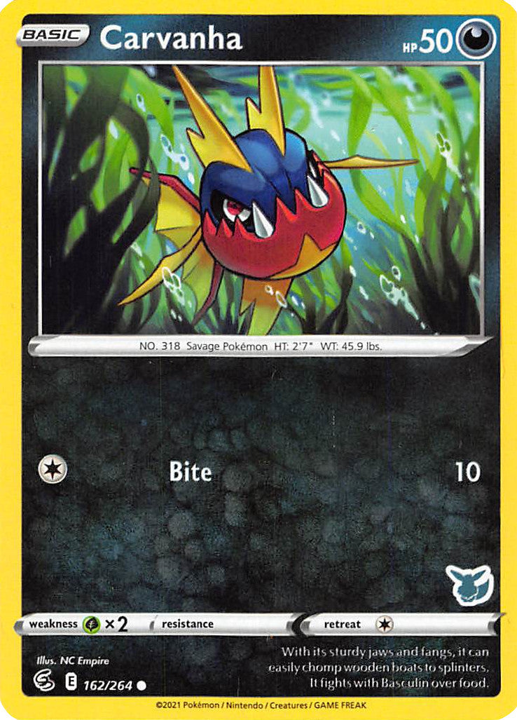 Carvanha (162/264) (Eevee Deck) [Battle Academy 2022] | Good Games North