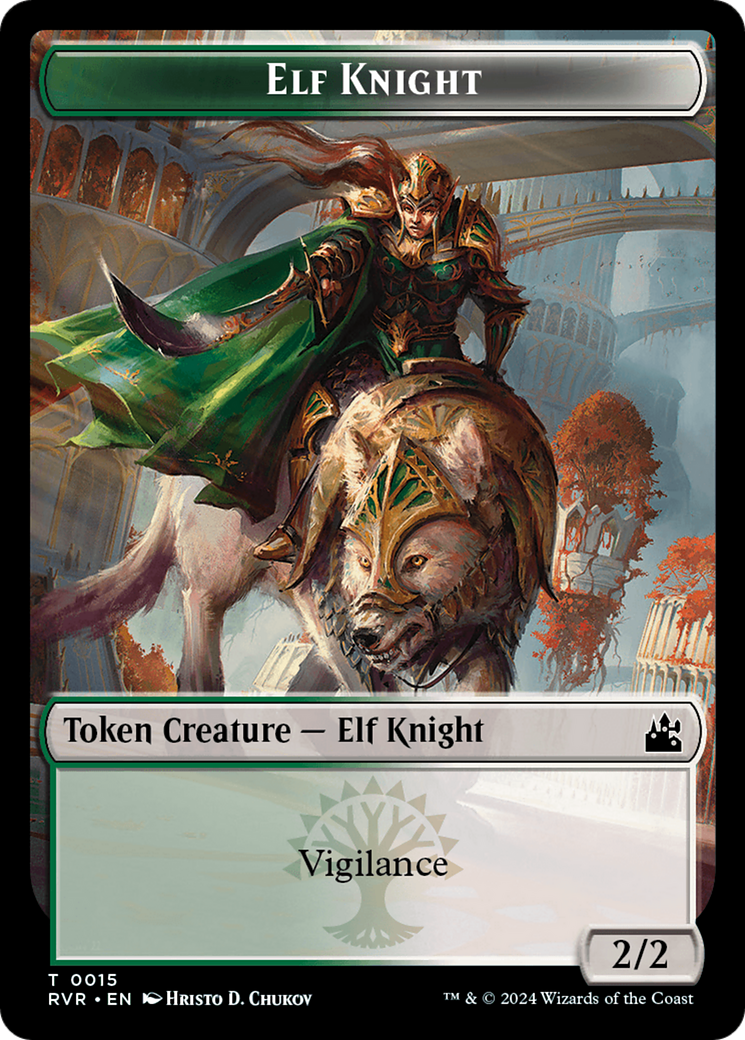 Elf Knight // Spirit (0004) Double-Sided Token [Ravnica Remastered Tokens] | Good Games North