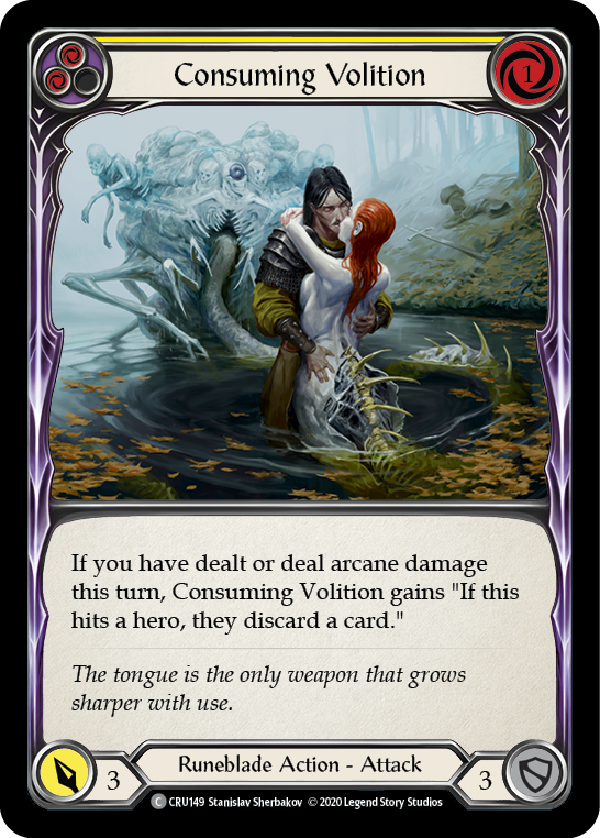 Consuming Volition (Yellow) [CRU149] 1st Edition Rainbow Foil | Good Games North