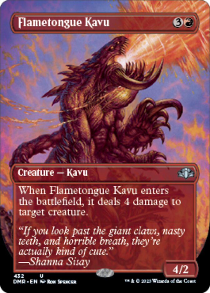 Flametongue Kavu (Borderless Alternate Art) [Dominaria Remastered] | Good Games North