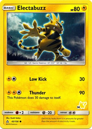 Electabuzz (43/156) (Pikachu Stamp #58) [Battle Academy 2020] | Good Games North