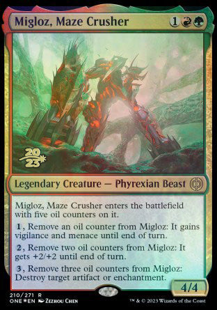 Migloz, Maze Crusher [Phyrexia: All Will Be One Prerelease Promos] | Good Games North