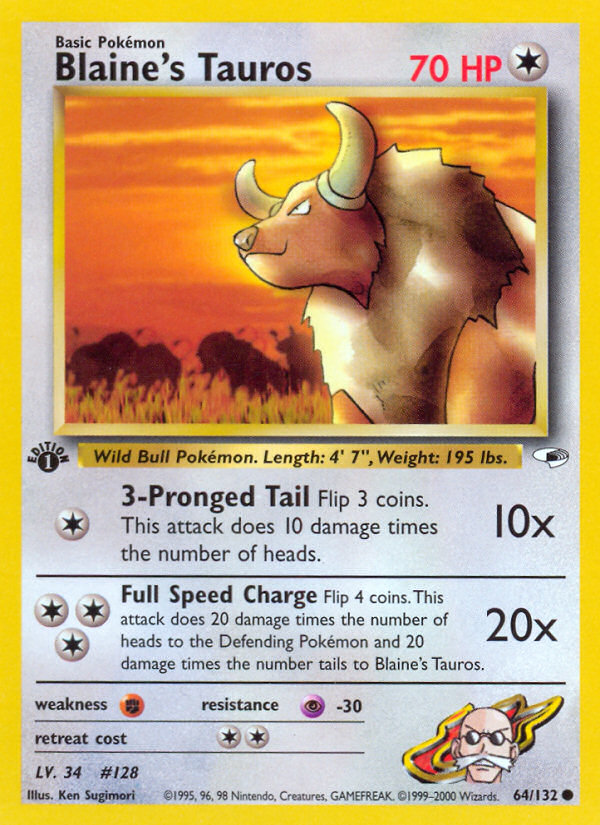 Blaine's Tauros (64/132) [Gym Heroes 1st Edition] | Good Games North