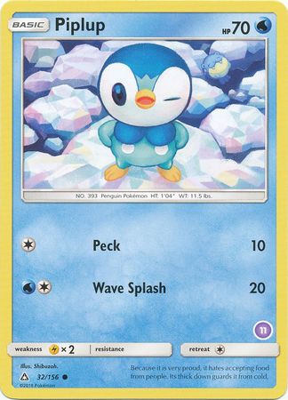 Piplup (32/156) (Deck Exclusive #11) [Sun & Moon: Trainer Kit - Alolan Sandslash] | Good Games North