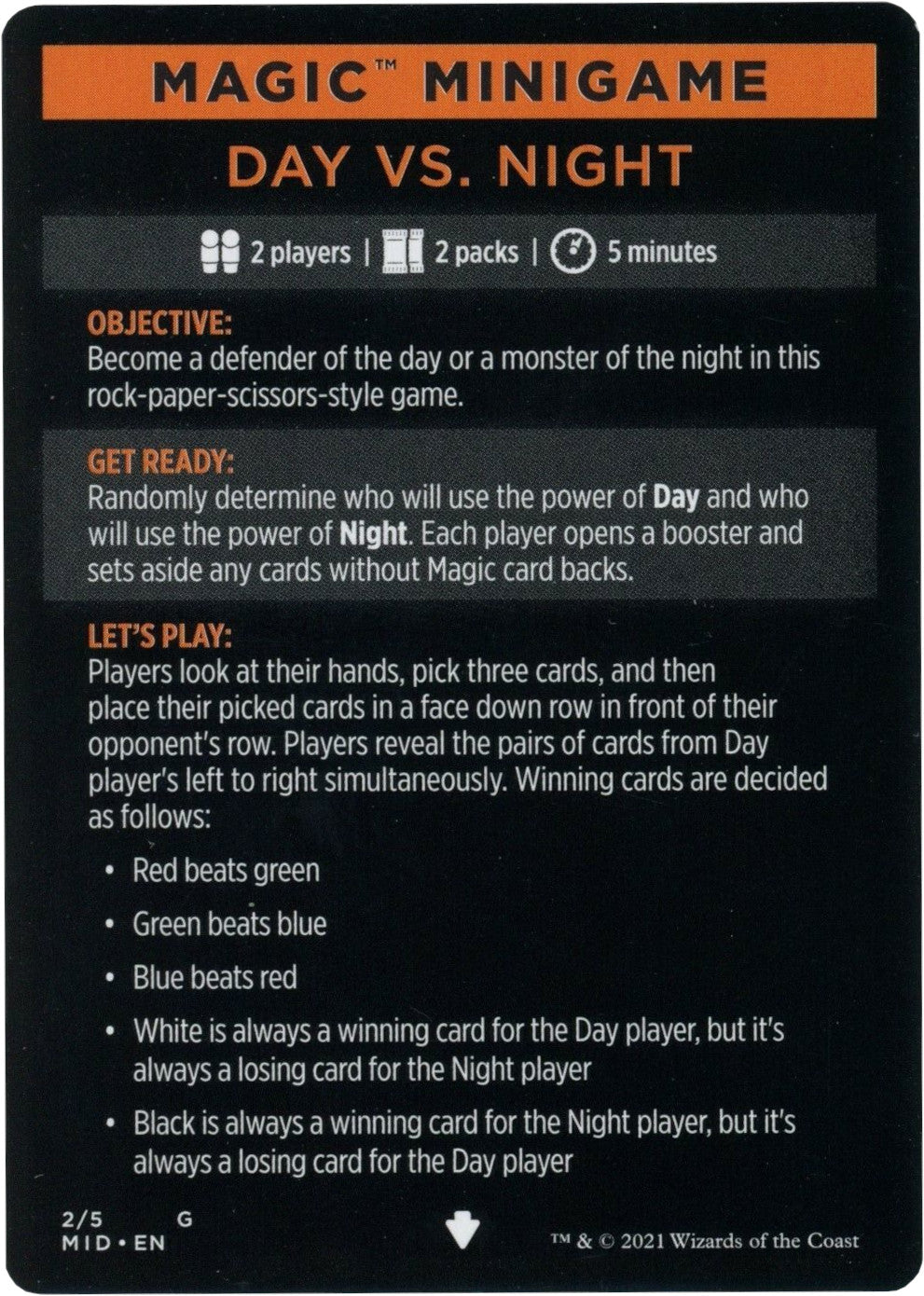 Day Vs. Night (Magic Minigame) [Innistrad: Midnight Hunt Minigame] | Good Games North