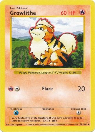 Growlithe (28/102) [Base Set Shadowless Unlimited] | Good Games North