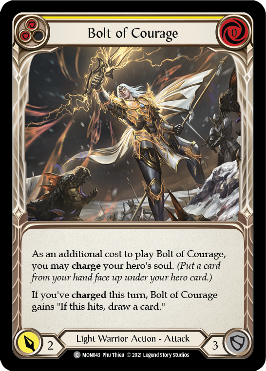 Bolt of Courage (Yellow) [MON043-RF] 1st Edition Rainbow Foil | Good Games North
