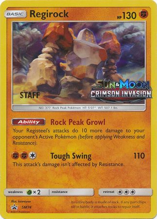 Regirock (SM74) (Staff Prerelease Promo) [Sun & Moon: Black Star Promos] | Good Games North